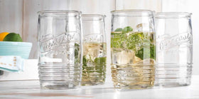 Glaver's Mason set displayed on a stylish home bar