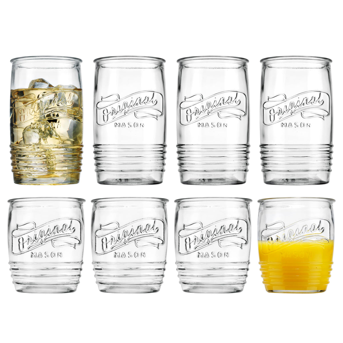 Glaver's Mason 13oz whiskey glass, clear vintage style
