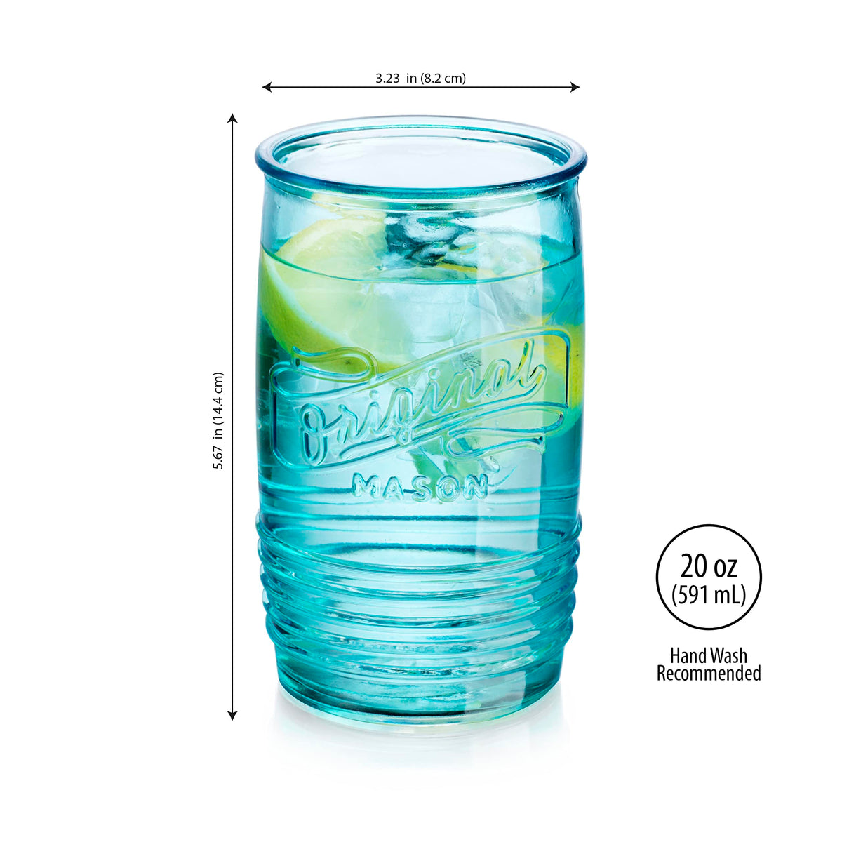 Glaver's Mason glasses green, durable hand wash glass for daily use