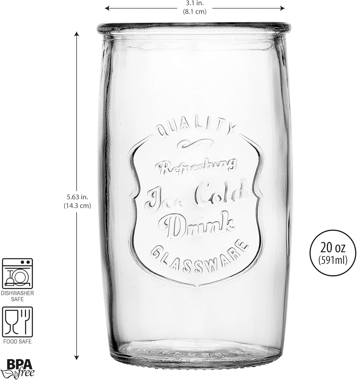 Glaver's set of eight highball glasses packaged, ideal for gifting and entertaining.