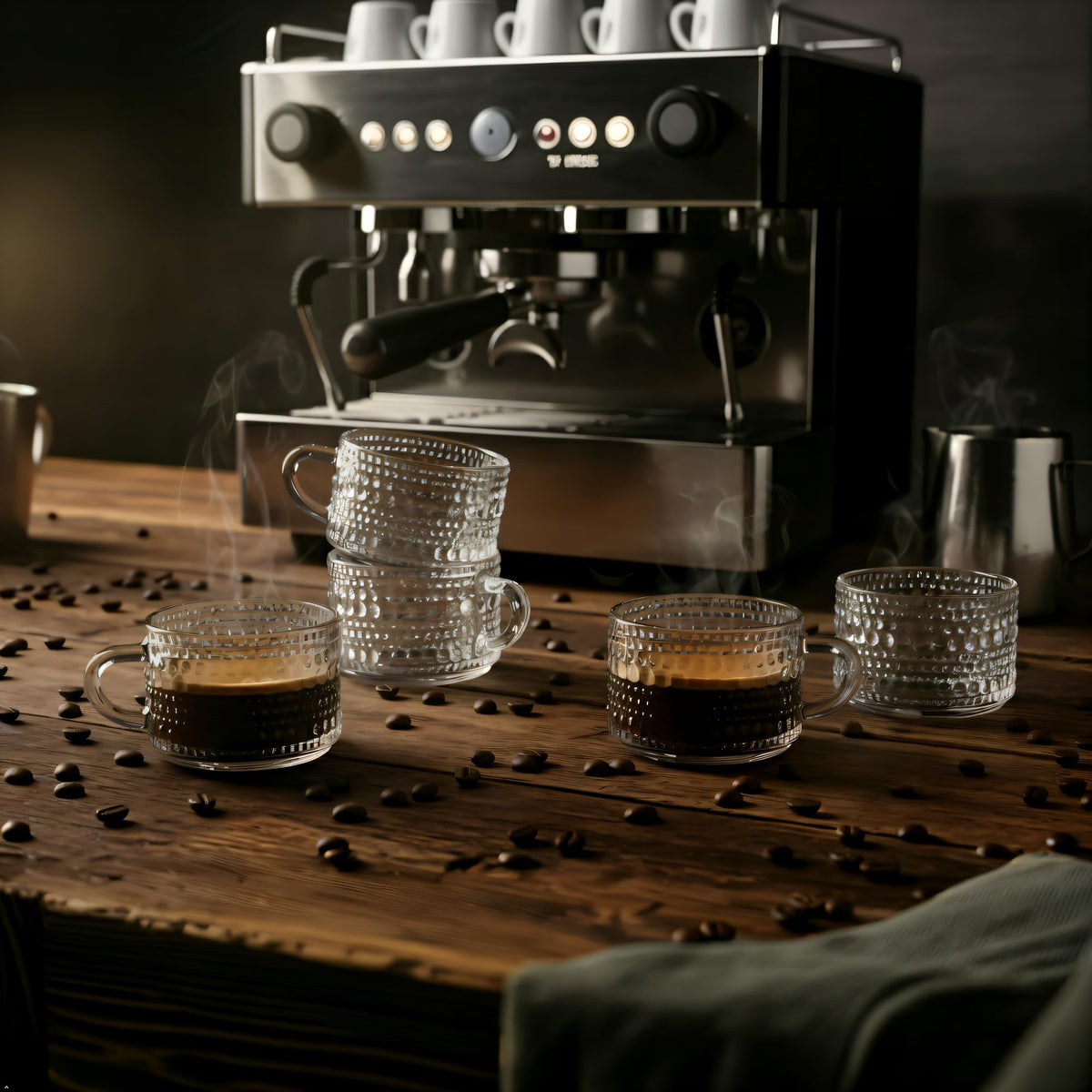 Glaver's stackable demitasse cups save storage space.