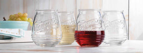 Glaver's stemless wine glasses 21 oz with wide bowls support aeration.