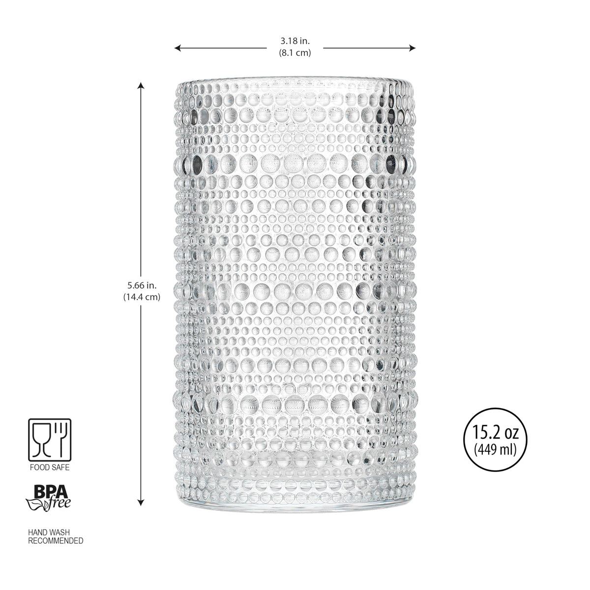 Glaver's hobnail drinking glasses feature textured grip for easy handling