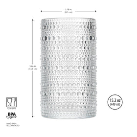 Glaver's hobnail drinking glasses feature textured grip for easy handling