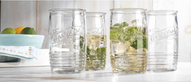 Glaver's thick, durable glass tumbler shown in sturdy everyday-use context