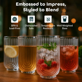 Glaver's clear arch design glass perfect for layered drinks and tall beverages.