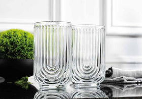 Glaver's embossed arch glass offers retro vibes for parties and everyday meals.