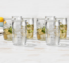 Glaver's vintage embossed design 30s-inspired glassware on display