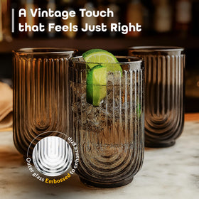 Glaver's 17oz highball glass with layered cocktails for refined presentation.