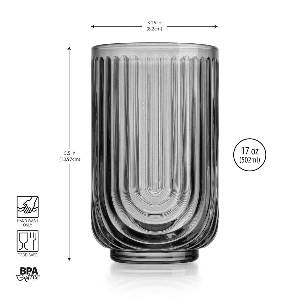 Glaver's glassware care note highlighting handwash to protect finish.
