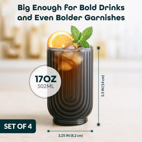 Glaver's smoke-tinted highball glass adds sophistication to beverages.