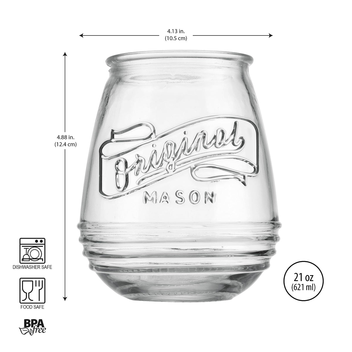 Glaver's vintage mason glasses 30s-inspired embossed design for retro table decor.