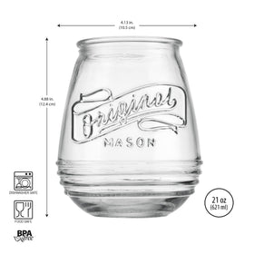 Glaver's vintage mason glasses 30s-inspired embossed design for retro table decor.