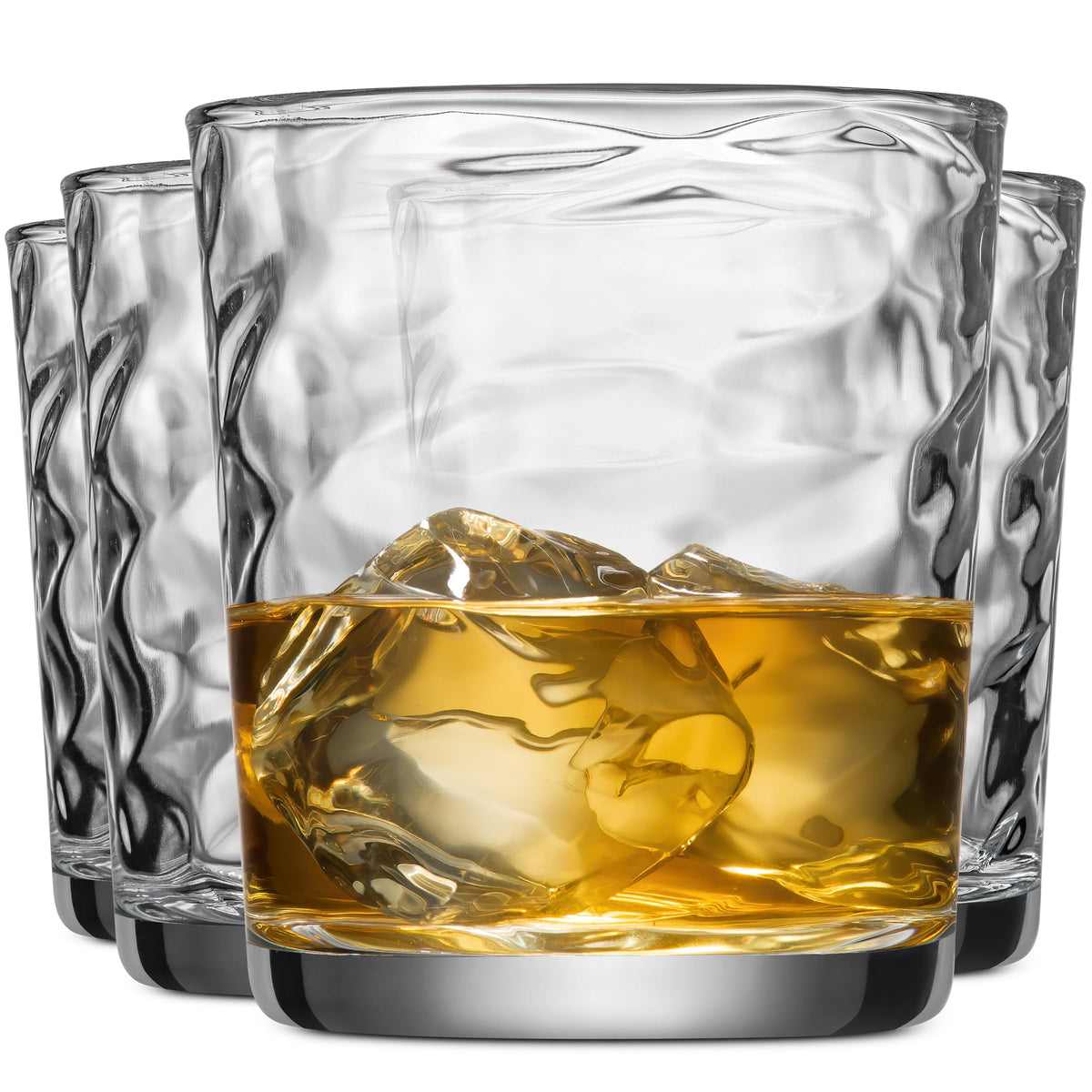 Glaver's whiskey glasses 13oz set of 4 with a wavy inner design for elegant tastings.