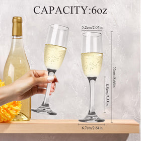 GLAZVIA long-stem crystal flutes showcase bubbles while minimizing hand warmth