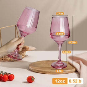 GLAZVIA pink stemware with a 3-inch stem maintains wine temperature beautifully.
