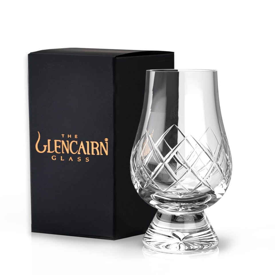 GLENCAIRN cut glass in gift carton highlighting premium craftsmanship