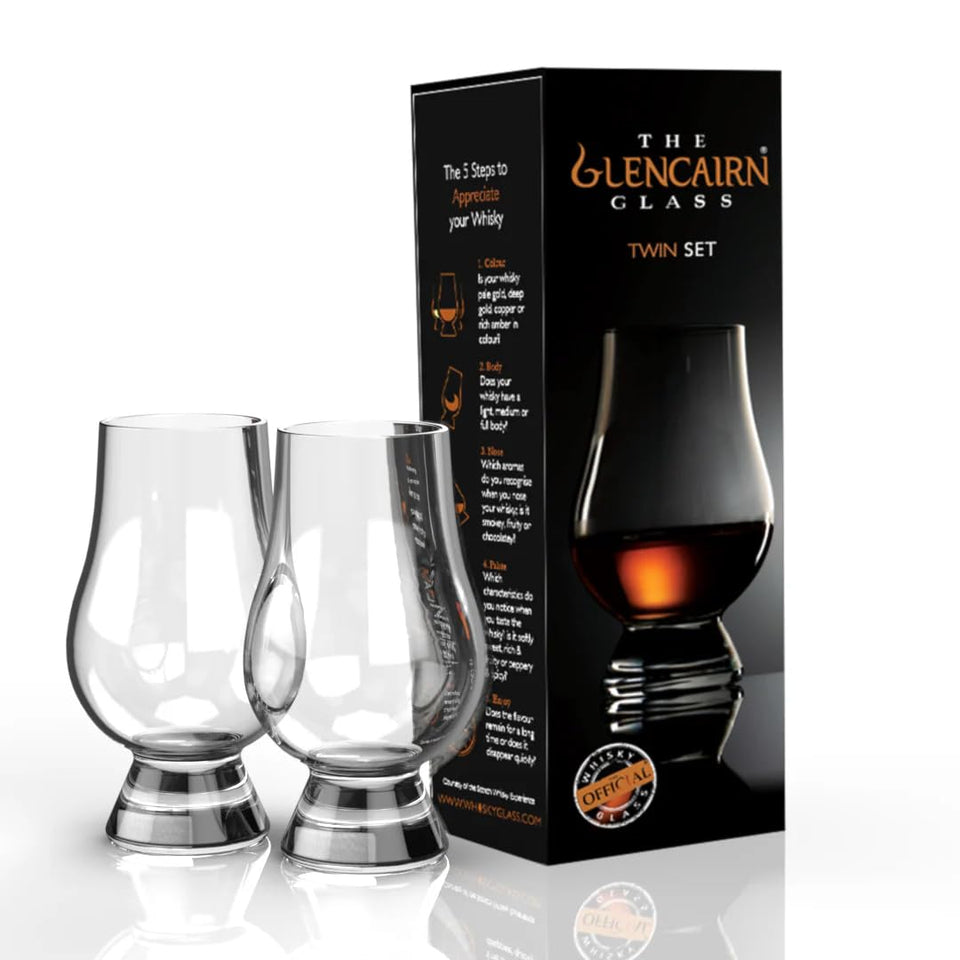Glencairn glass 2-pack in twin carton, ideal for gifting and tastings.