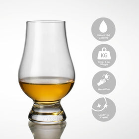 GLENCAIRN glass with signature shape enhances aroma and balance during tasting.
