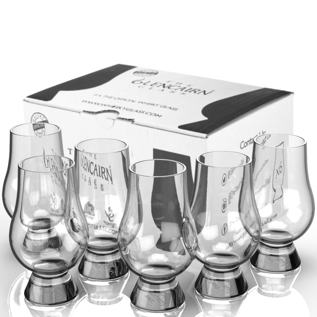 Glencairn whiskey glass set of 6 with a balanced bowl for color appreciation.