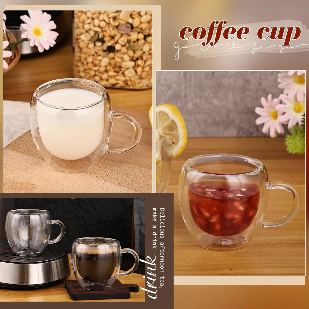 Glenkach dishwasher, microwave, and freezer safe espresso cups for easy care.