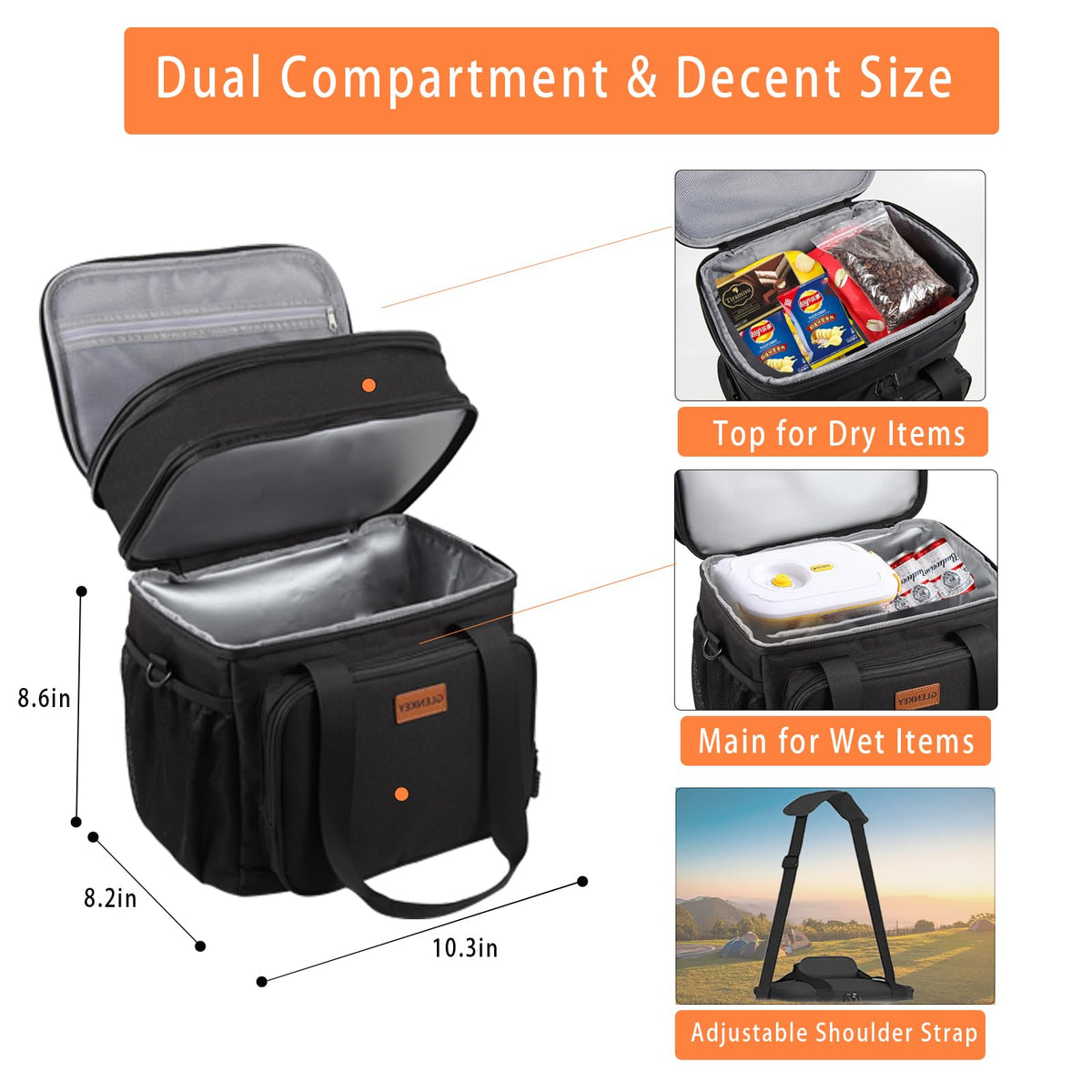 GLENKEY expandable lunch box 20-can capacity keeps beverages organized.