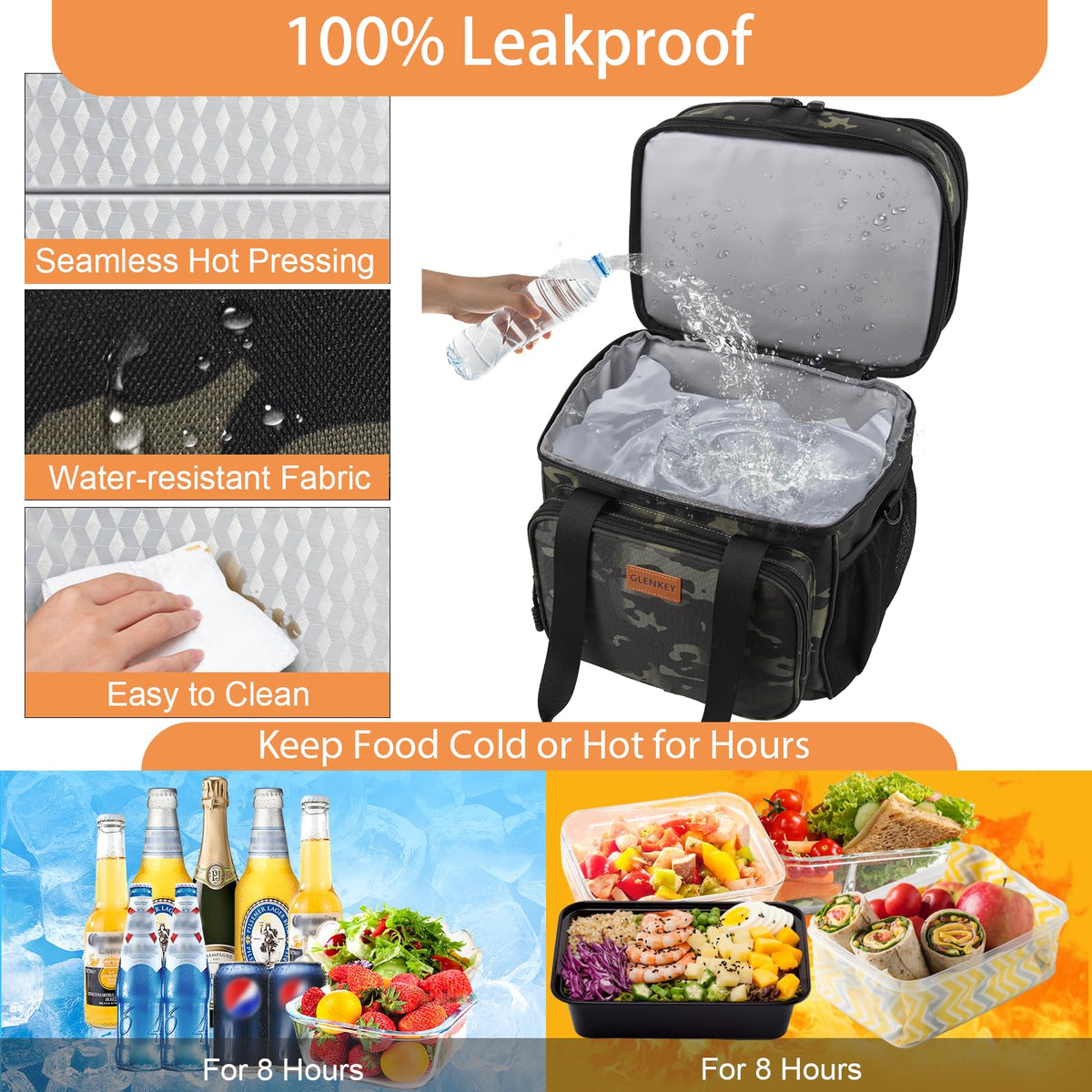 GLENKEY lunch box uses 6mm insulation to keep meals at temp for hours