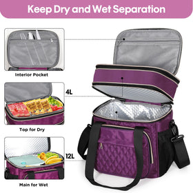 GLENKEY Expandable Lunch Box purple open top compartment showing extra capacity