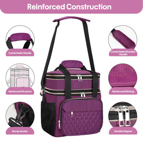 GLENKEY Insulated Lunch Box purple fabric that is water resistant