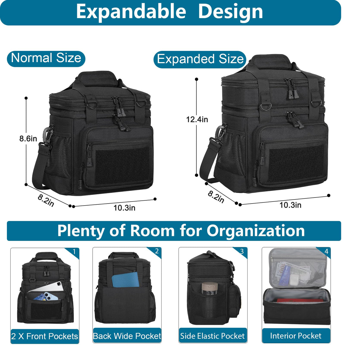 GLENKEY lunch bag carry handle and strap for comfortable transport