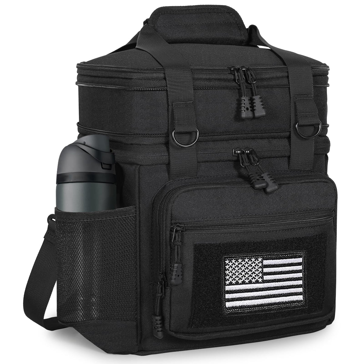 GLENKEY tactical lunch box front view demonstrates rugged daily-use design for work and travel.