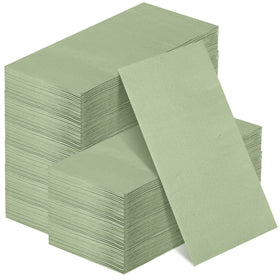 Glenmal sage green napkins folded, adding compact elegance to a table setting.