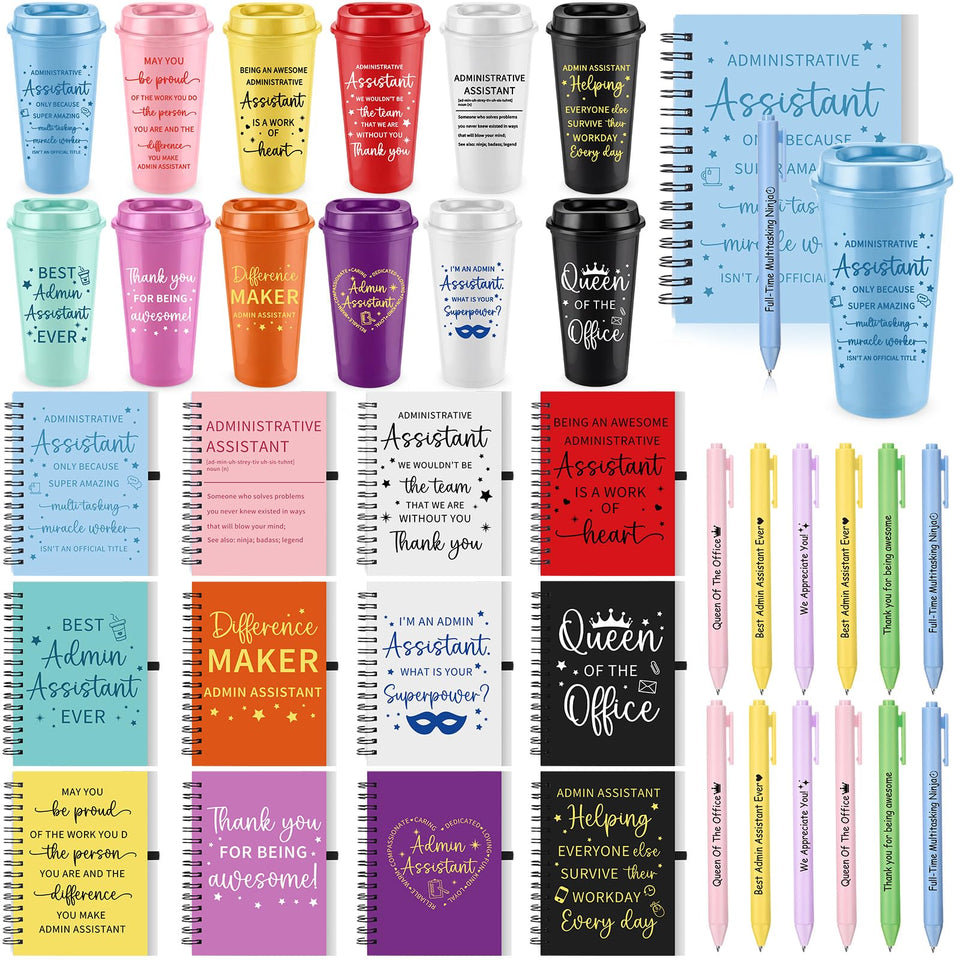 Glenmal admin gift set cups on desk, 16 oz for coffee at work