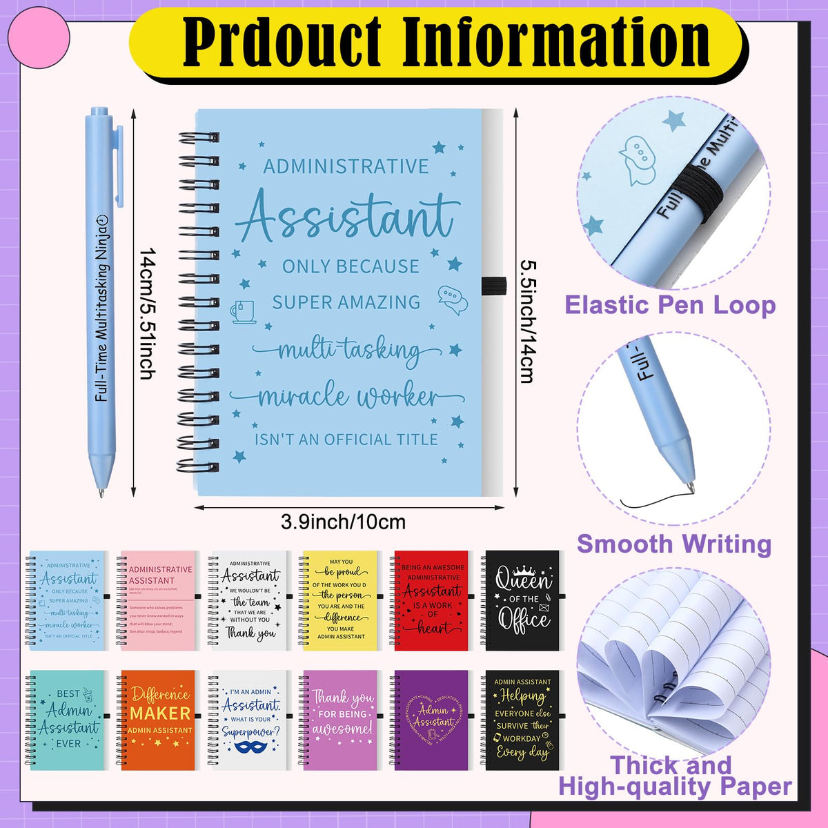 Glenmal admin gift set notebooks for meeting notes