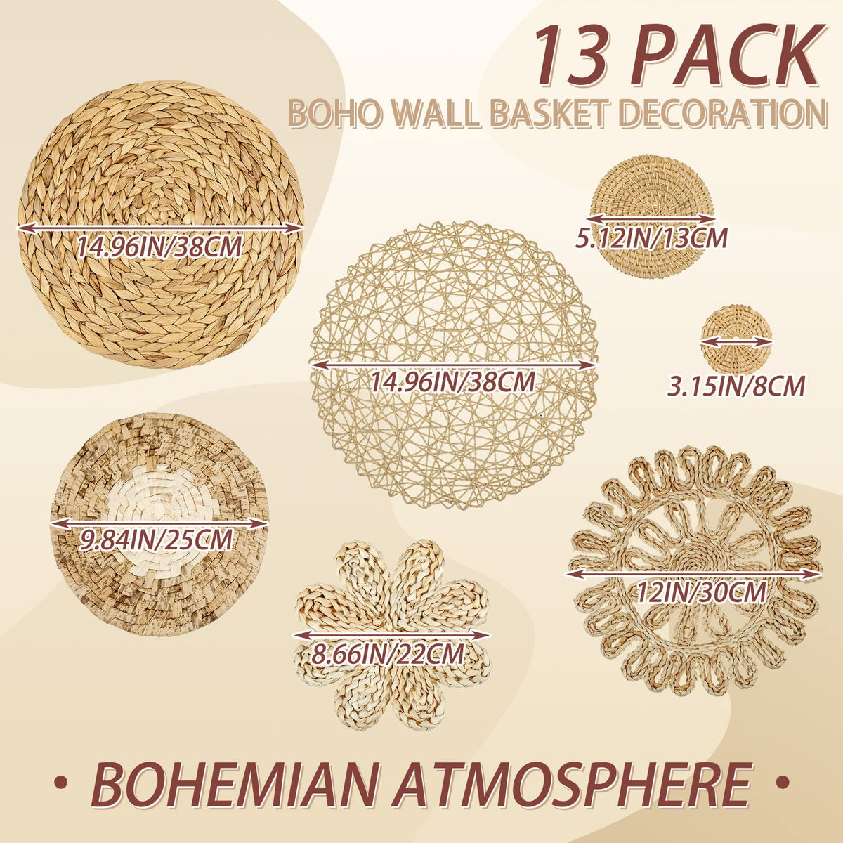 Glenmal boho wall basket 25cm round bamboo brings organic charm.