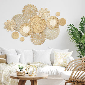 Glenmal boho wall basket 30cm round rattan adds warm living room decor.
