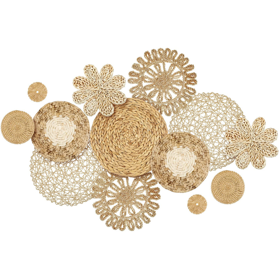 Glenmal boho wall basket 38cm round seagrass for natural wall texture.
