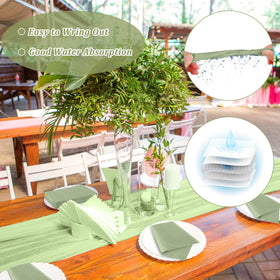 Glenmal party scene with sage green napkins enhances color and texture.