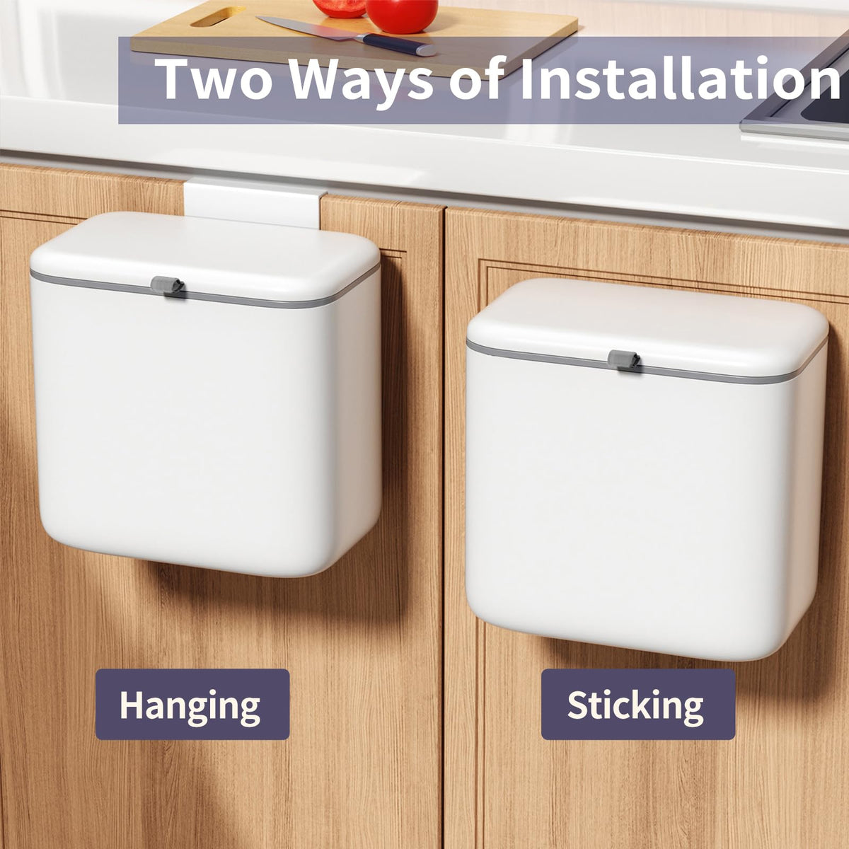 Gleynest bin demonstrating dual opening methods for convenient use