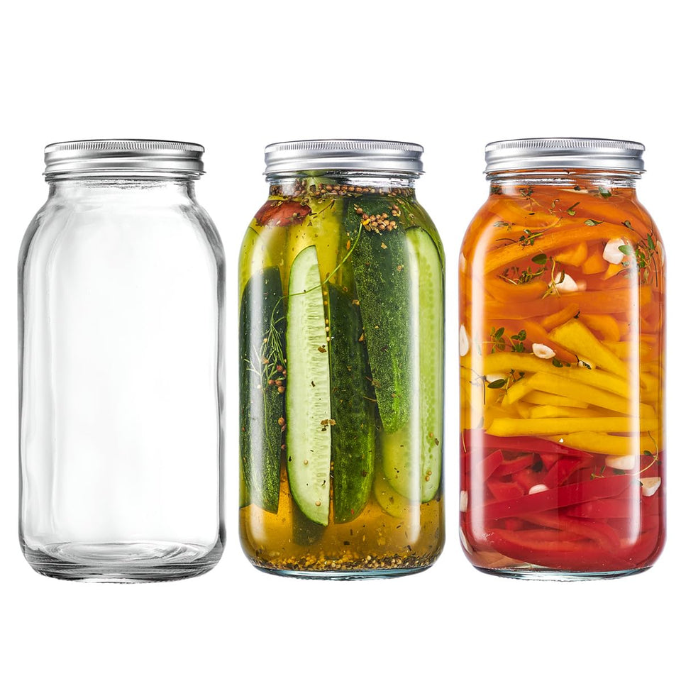 GLING 64 oz wide-mouth mason jar shows clear glass for easy content inspection.