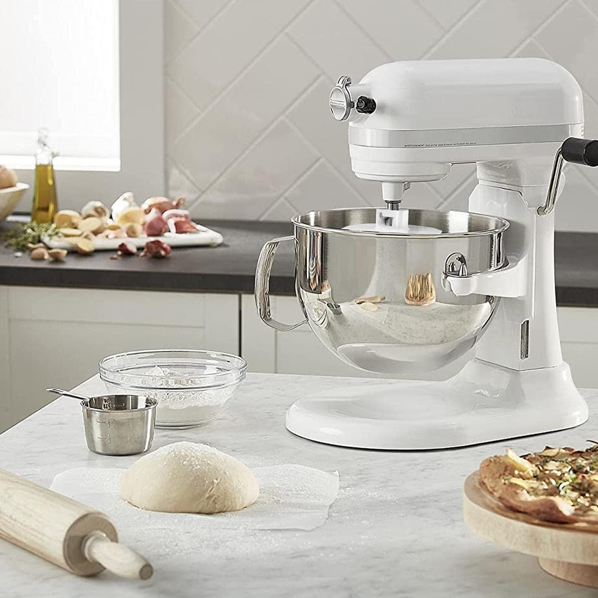 GLINK K5ADH dough hook in mixer action blends ingredients evenly for light textures