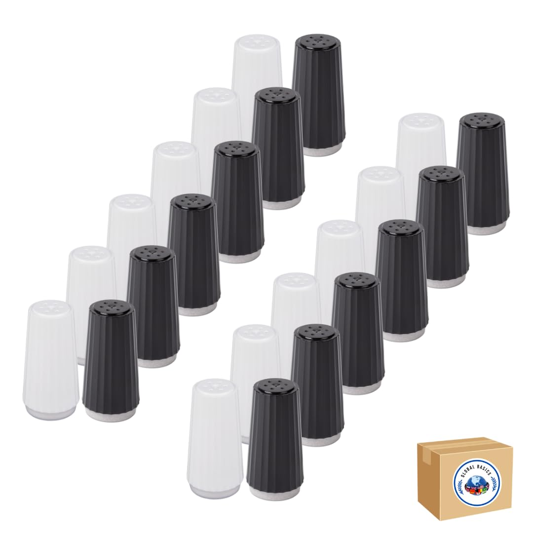 Global Basics disposable salt and pepper set with prefilled salt for quick service.