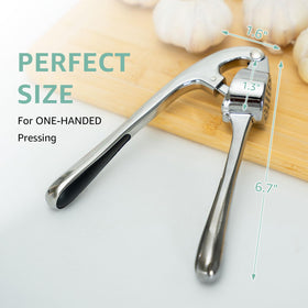 Global Digitronix garlic press open design prevents clogging for quick cleanup.