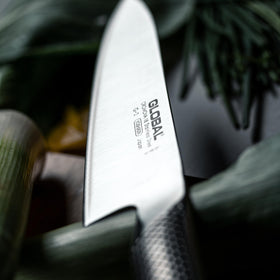 Global Knives edge arrives razor-sharp for immediate prep tasks.