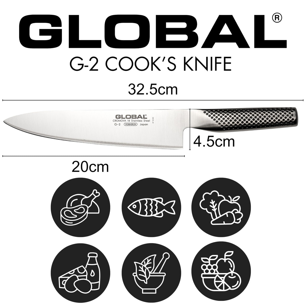 Global Knives hollow handle demonstrates precise balance during chopping.
