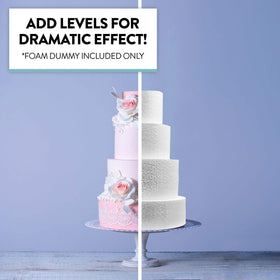 Global Sugar Art display-ready 6x6 cake dummy on a table.
