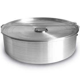 GLOBE ROCKET flan mold with lid, oversized XL front view for batch baking