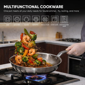 GLOBEHOME ergonomic cool-touch handle stays comfortable during cooking