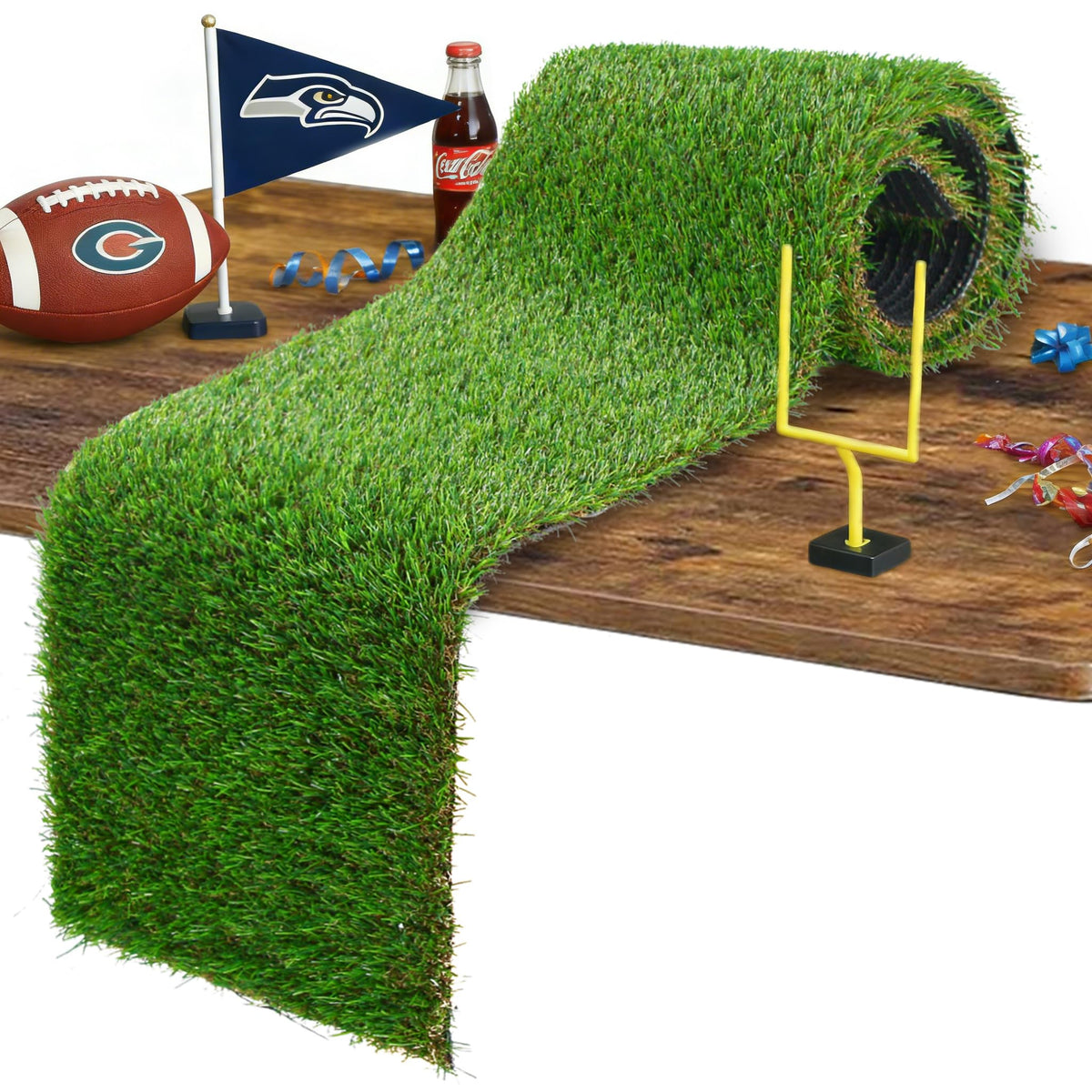 GLOBREEN artificial grass table runner 72-inch for festive table decor and easy cleanup.