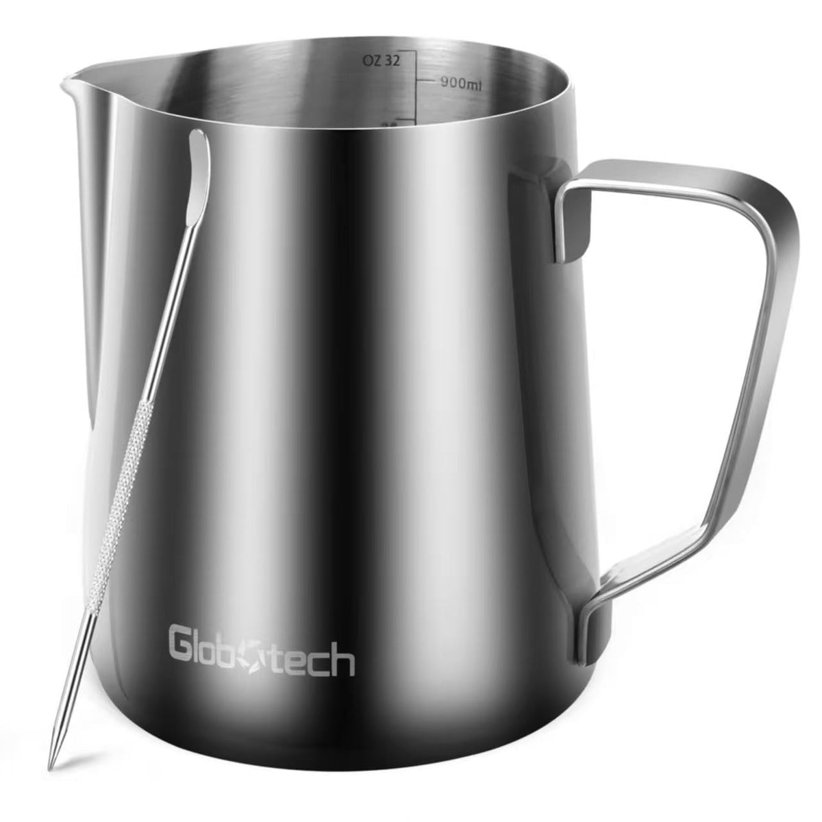 Globotech 32oz milk frothing pitcher for easy frothing and latte art at home